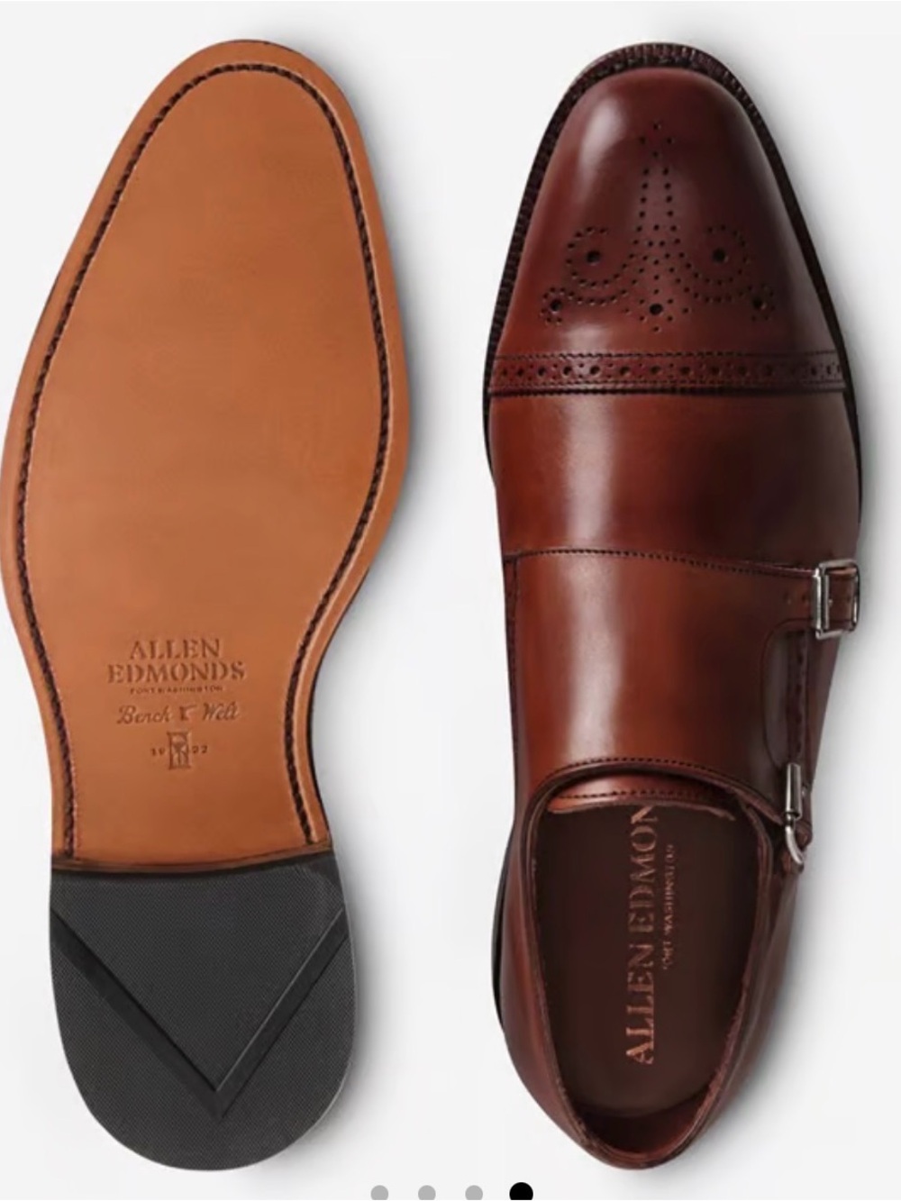 Allen Edmonds St. John’s Double Monk‎ Strap Dress Shoes Coffee Brown 11.5B Bench